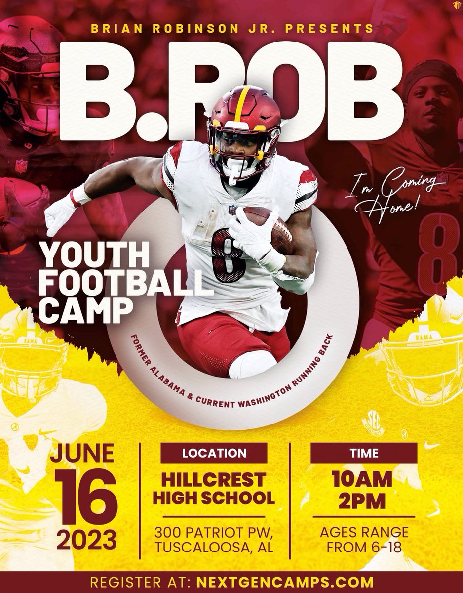 Tuscaloosa, AL come out and join me and @nextgencamps on Friday June 16th at my alma mater Hillcrest High School. Click the link in my bio to register. Let’s have some fun!