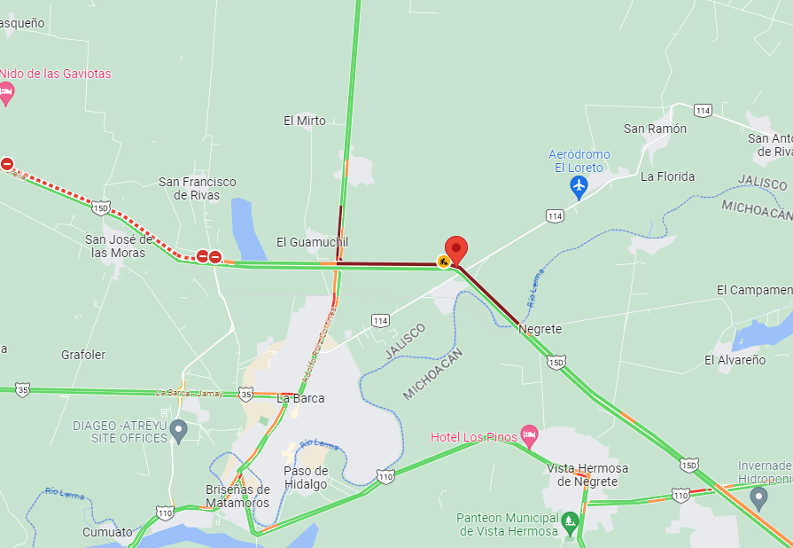 MonitoreoKGC's tweet photo. Buenas tardes, se tiene reporte de algún accidente en el tramo Vista Hermosa-La Barca, a la altura de la Barca, Jalisco.

@GN_Carreteras

@CAPUFE

@CNAC_GN https://t.co/Ay0Vfnv5ET