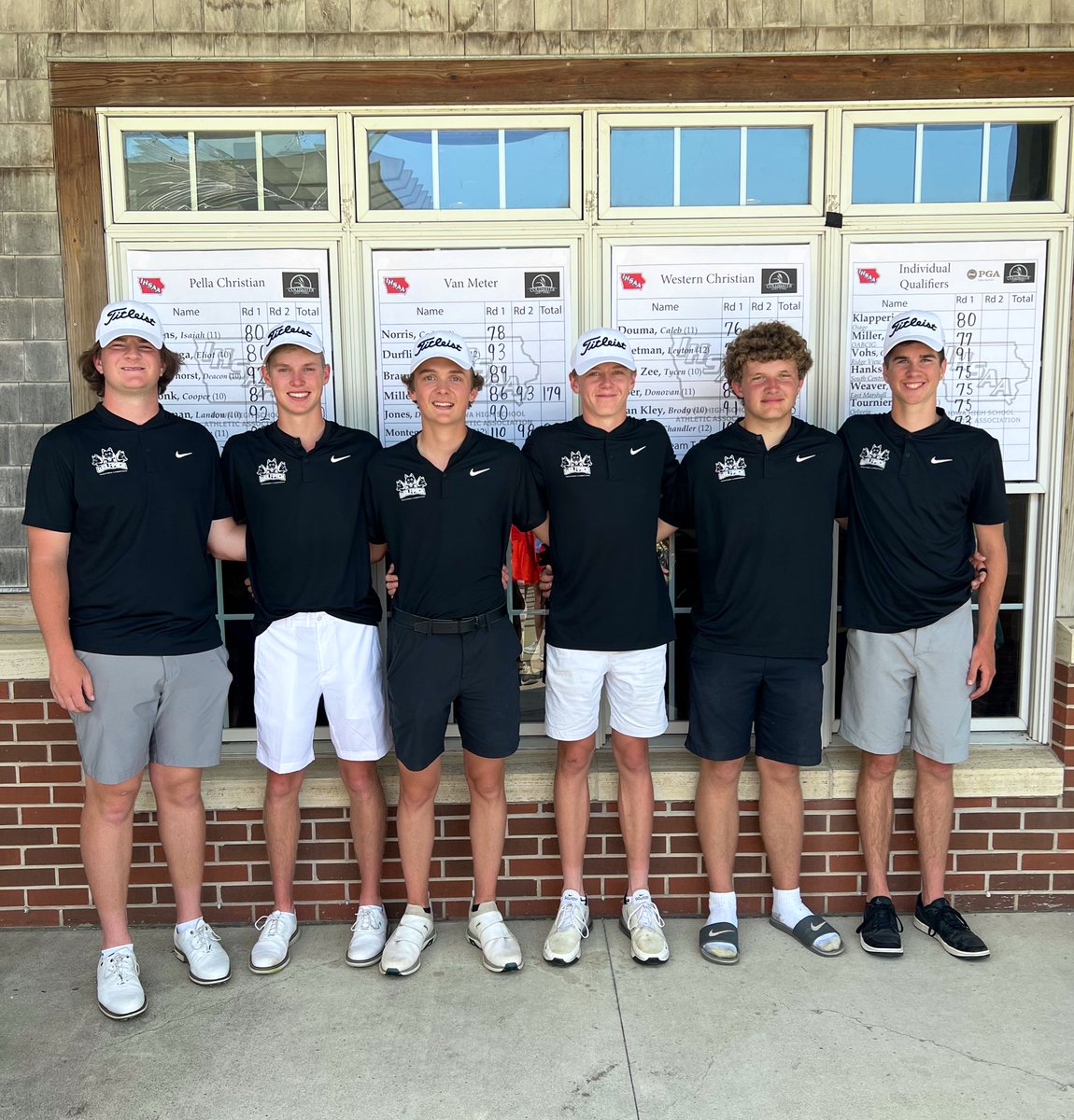 WCWolfpackGolf's tweet photo. Improved the team score by 8 stokes today to earn a fourth place finish at the IHSAA 2A State Championship. These six guys played well all year to earn the best finish in program history! 🐺⛳️

#WolfpackEdge | @wolfpack_wc https://t.co/da9mTEs05o