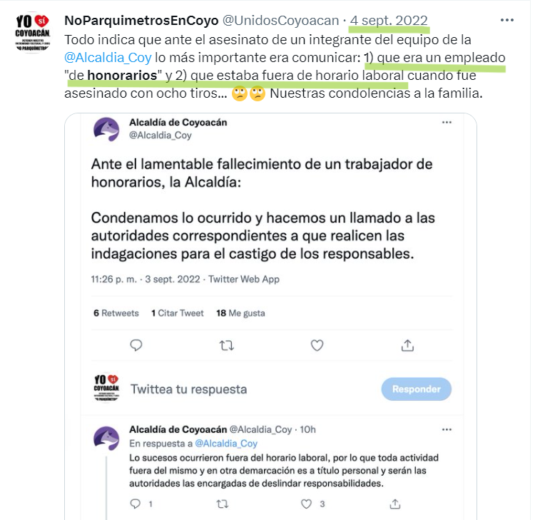 UnidosCoyoacan's tweet photo. En septiembre de 2022 asesinaron de 8 tiros a un empleado de la Alcaldía de Coyoacán por una supuesta extorsión y aquí denunciamos la mala comunicación del hecho que hizo la alcaldía misma 😠, peeero... https://t.co/PIccCkUdqq