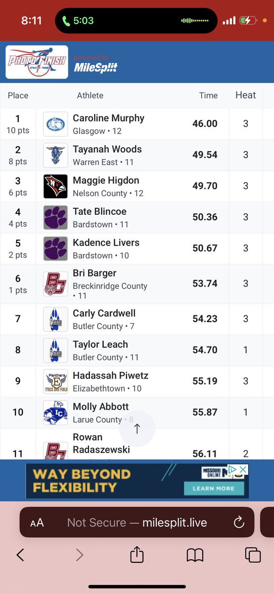 WCLUSports's tweet photo. Caroline Murphy wins the 300 hurdles at the Region 2, Class 2A meet. https://t.co/DQCMm5GwH7