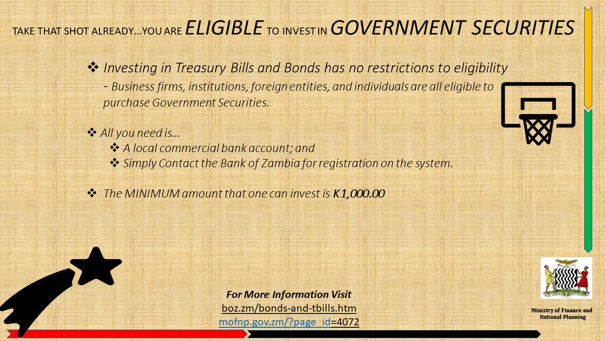mofnpzambia's tweet photo. YOU ARE ALSO ELIGIBLE TO INVEST IN GOVERNMENT SECURITIES, TAKE ACTION TODAY - https://t.co/QzXsLItpMx

https://t.co/gI7IdWGvkA https://t.co/PiY2IW5tyR