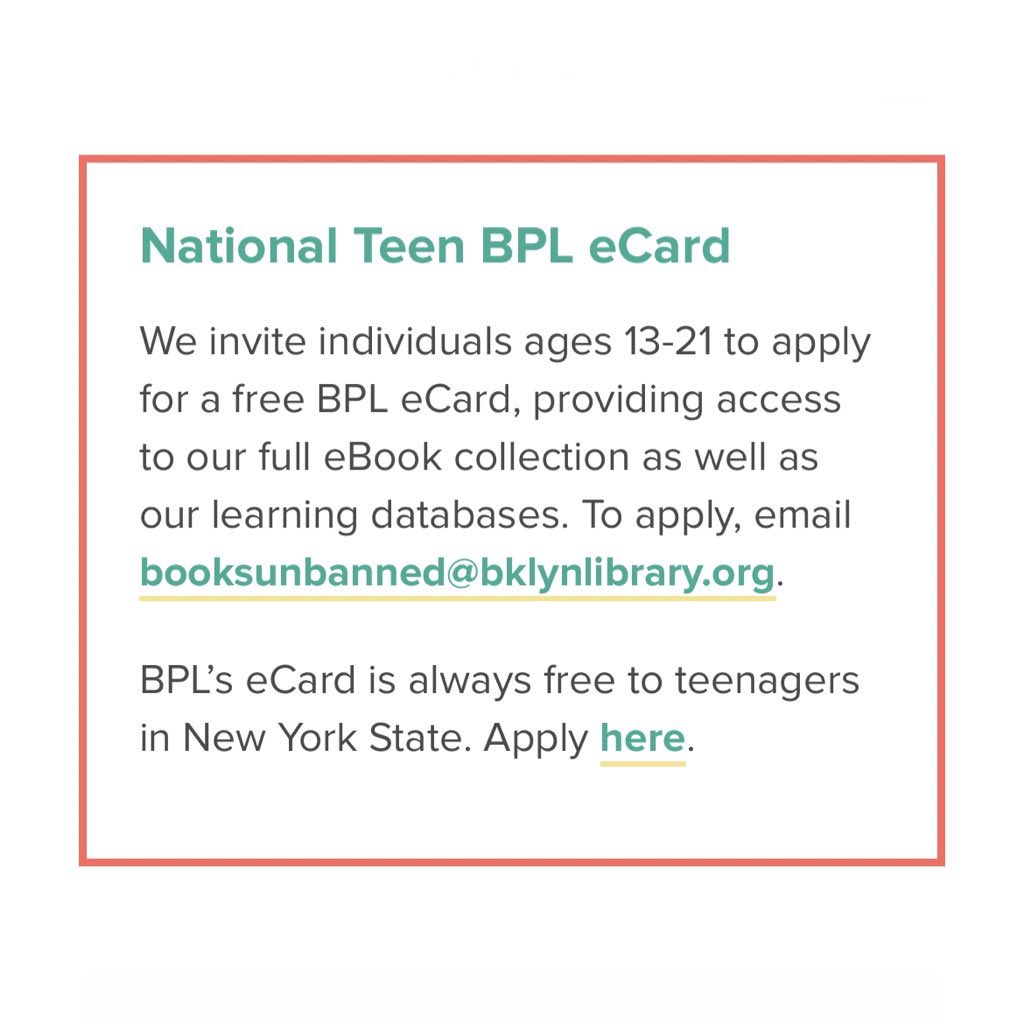 Through its Books Unbanned program, the <a href="/BKLYNlibrary/">Brooklyn Public Library</a> offers teenagers across the United States access to its entire eBook collection, which includes <a href="/TheAmandaGorman/">Amanda Gorman</a>'s "The Hill We Climb." Spread the word.