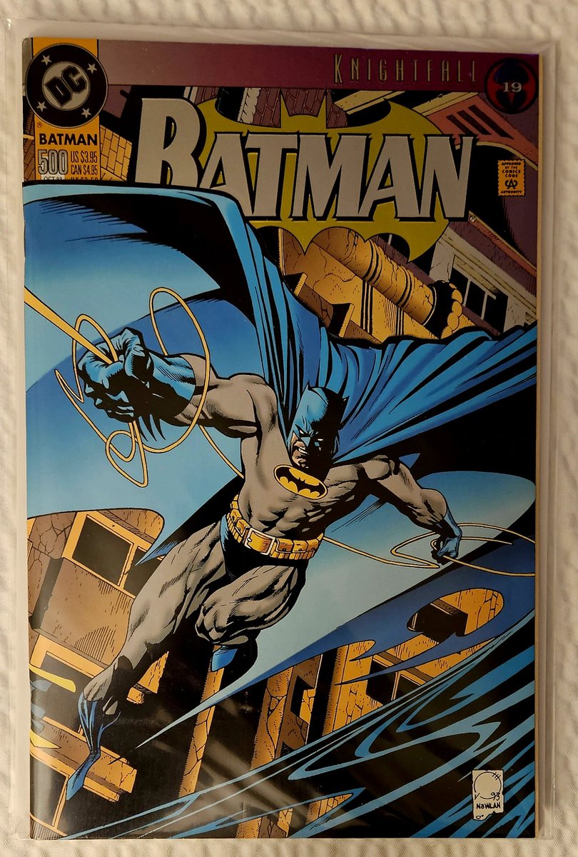 PrinceofWade's tweet photo. Flipping through the bins and this caught my eye. Batman 500 Knightfall Part 19. Batman defeats Bane. JPV's Knightfall armor. https://t.co/vUY4iykNX2