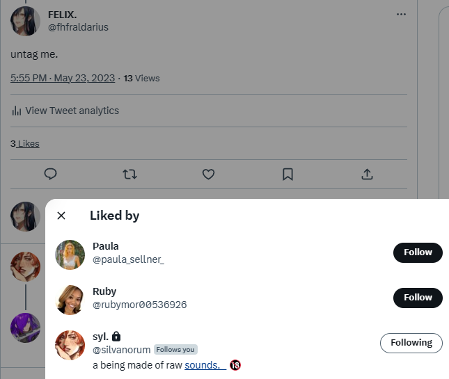 fhfraldarius's tweet photo. @silvanorum thanks, paula. ruby.

and i guess you too, sylvain. bye. https://t.co/oEB3p92DQY