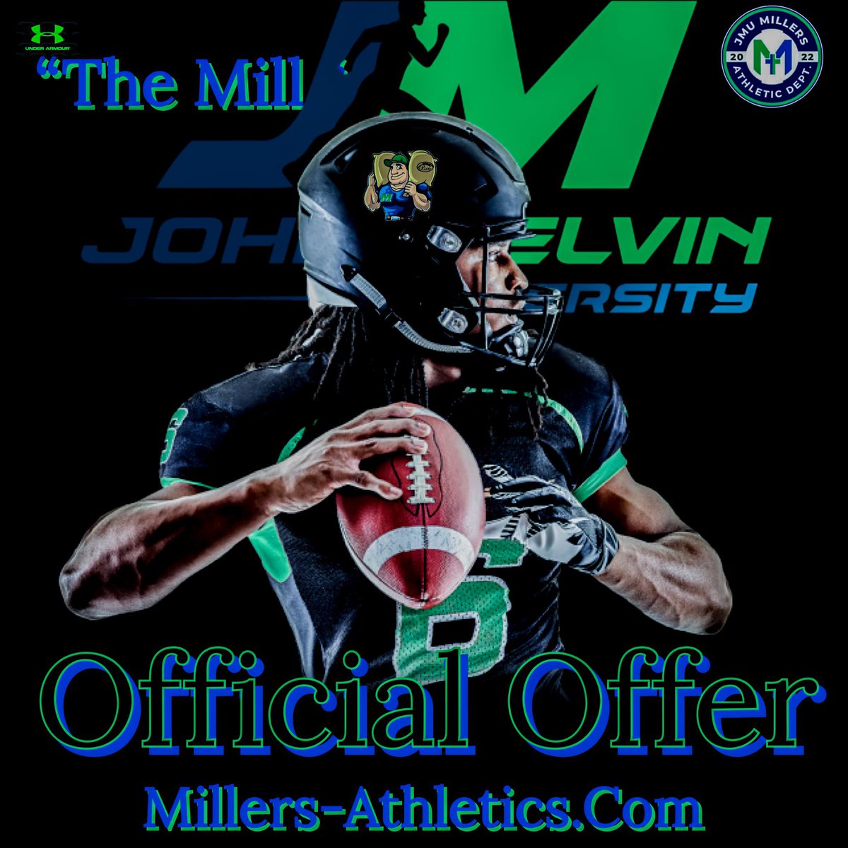 Super excited to announce my first offer from @MillersFball .Thank you for believing in me <a href="/CoachTSimm/">Coach Thomas</a> 🟢🔵
<a href="/CoachSmith918/">Danny Smith</a> 
<a href="/Levya73/">Levy Adcock</a> 
<a href="/Will_RogersFB/">Will Rogers Football</a> 
#RecruitRogers
