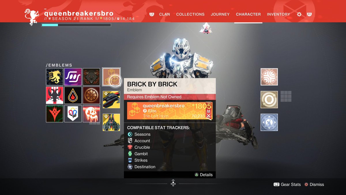 Queenbreakerbro's tweet photo. Season of the deep decided that I no longer can access my favorite emblem? What is this @BungieHelp https://t.co/5jTNhJSor9