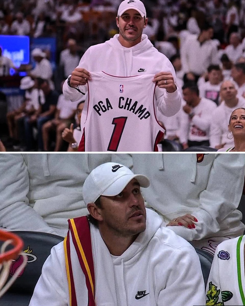 espn's tweet photo. PGA Champ Brooks Koepka in the house for Celtics-Heat 🔥 https://t.co/1GIU6t54AQ