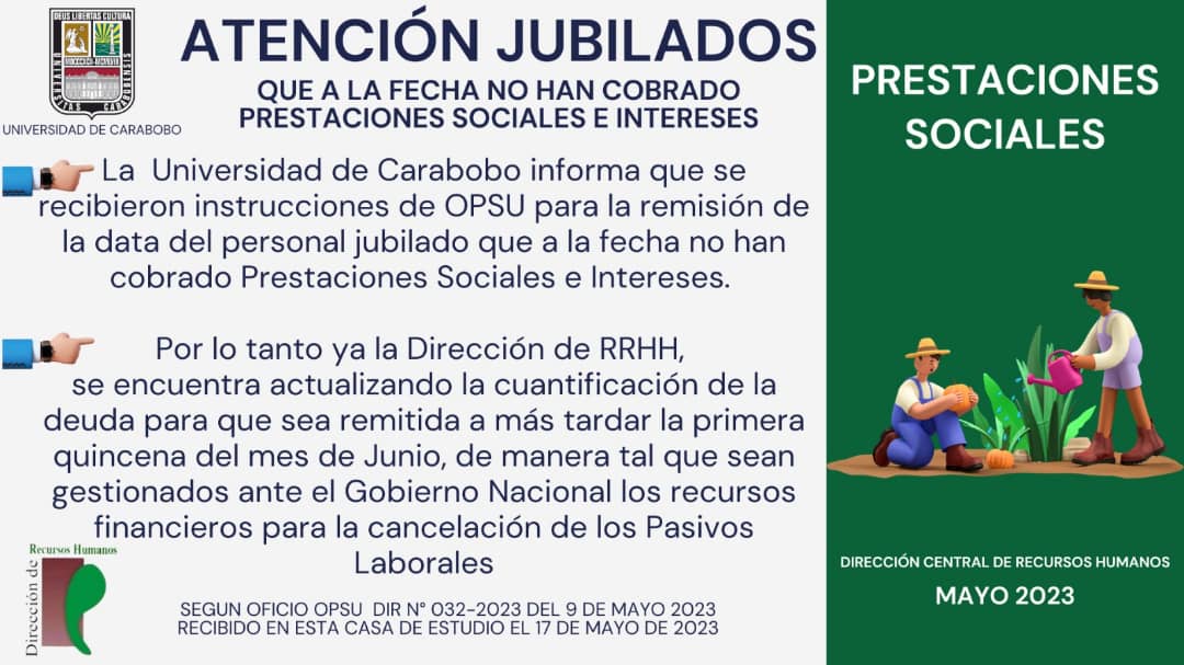 Me informaron que las ANTIGUEDADES y 8.5%  no se le pagará al personal pasivo, porque se les estará pagando las Prest. Soc., y sus Intereses.