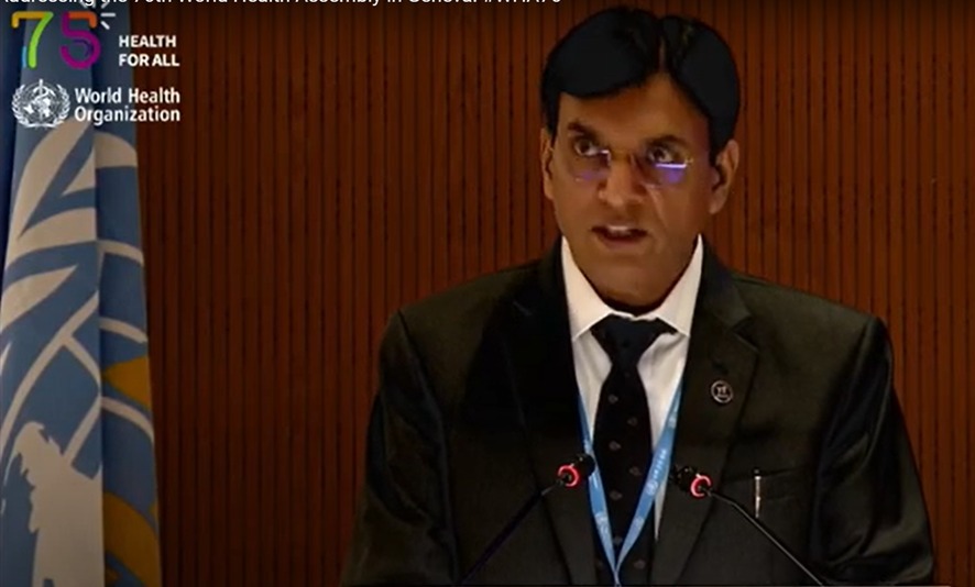 MoHFW_INDIA's tweet photo. Union Minister of Health and Family Welfare, Dr. @mansukhmandviya addresses 76th World Health Assembly.

https://t.co/IHBuFIsZbl

https://t.co/tqM0HCvnaI https://t.co/8VyHJbmI9K