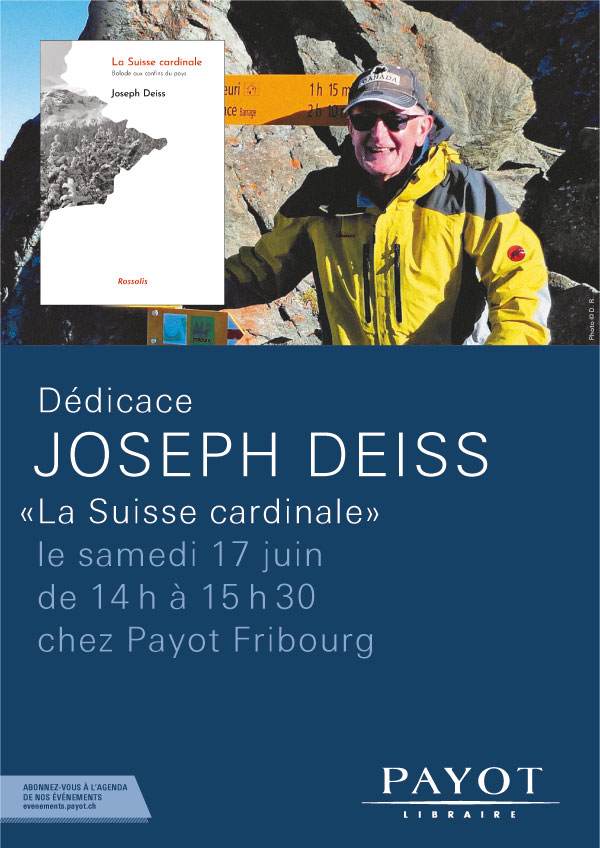 Dédicace:
Joseph Deiss chez Payot Fribourg le 17 juin 2023, 
pour le livre "La Suisse cardinale".

evenements.payot.ch/evenement/jose…