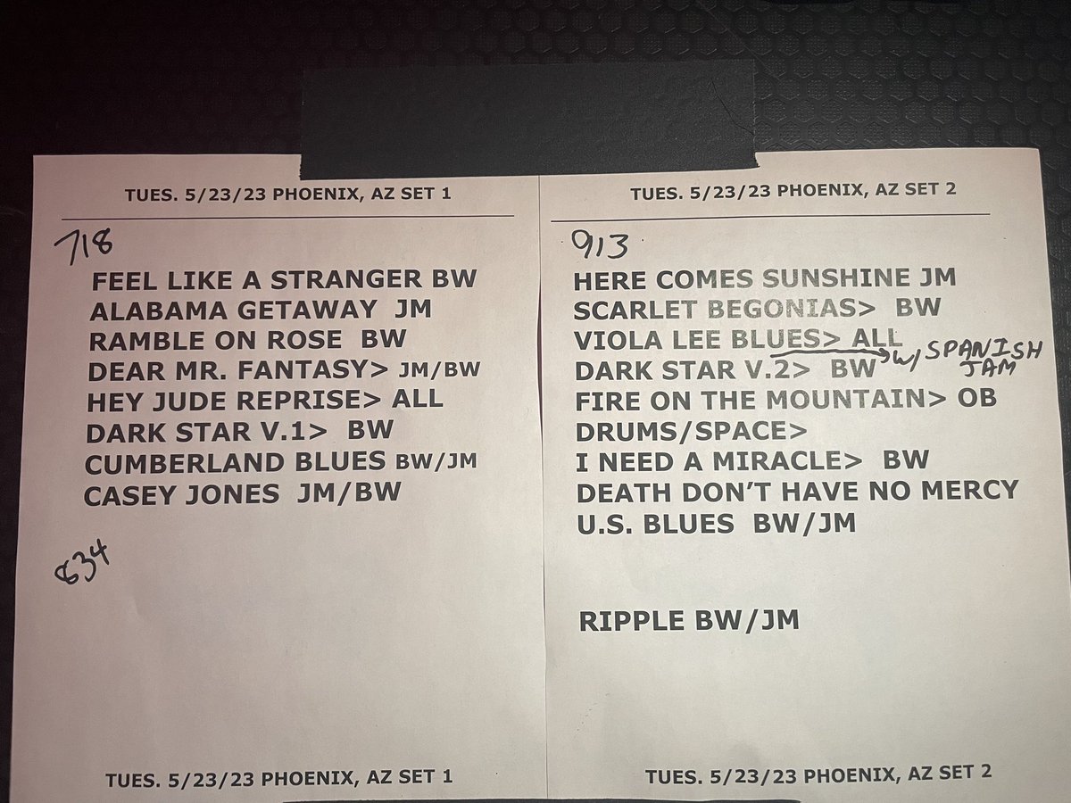 deadandcompany's tweet photo. Tues. 5/23/23 Phoenix, AZ
Showtime: 718pm-11:07pm
Spanish Jam in Dark Star v. 2. 
Next show: Fri. 5/26/23 Dallas, TX 7pm showtime please don’t be late!!
📷: Matt Busch https://t.co/W8jGGiKg6q