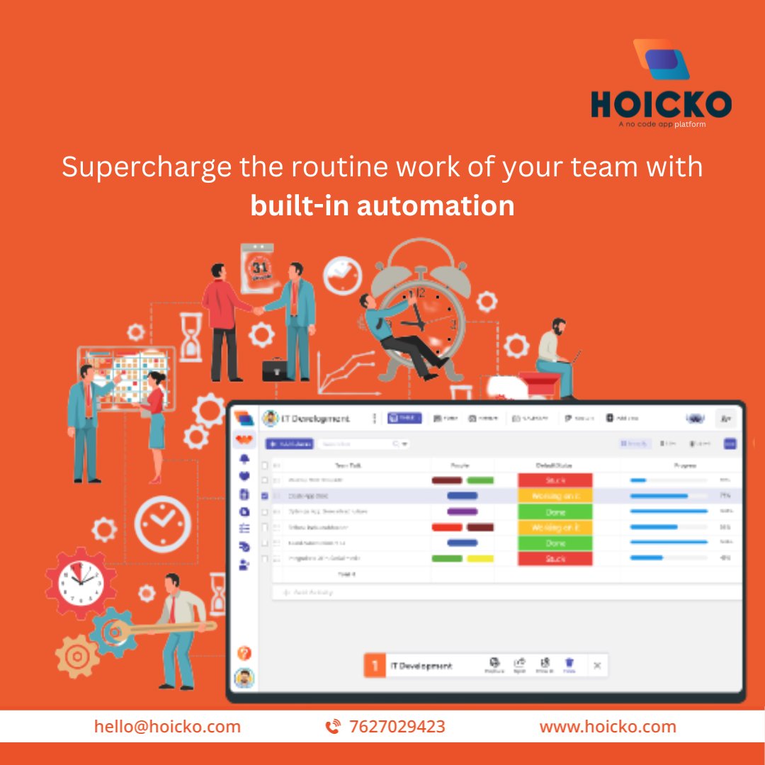 Use #Hoicko to #automate processes when your #teamsproductivity is slowing down due to manual procedures. It's time to empower your team with the newest Hoicko #feature and boost overall #productivity. #nocodeapp #freenocodeapp #projectmanagementsoftware #projectmanagementtool