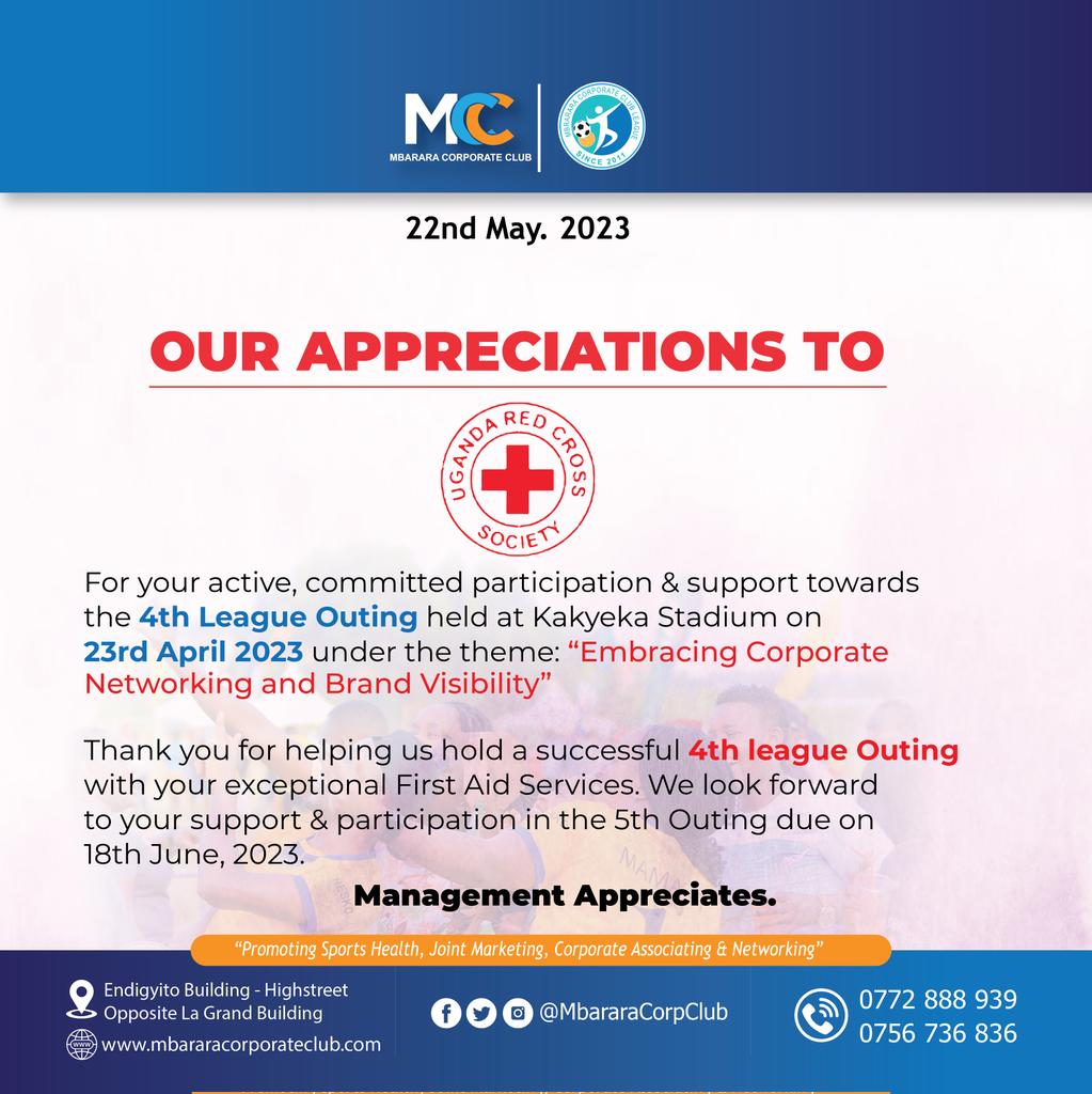 Thank you @UgandaRedCross 
#MCCAppreciates 
#NBLMCCSeason23 
#4thOuting