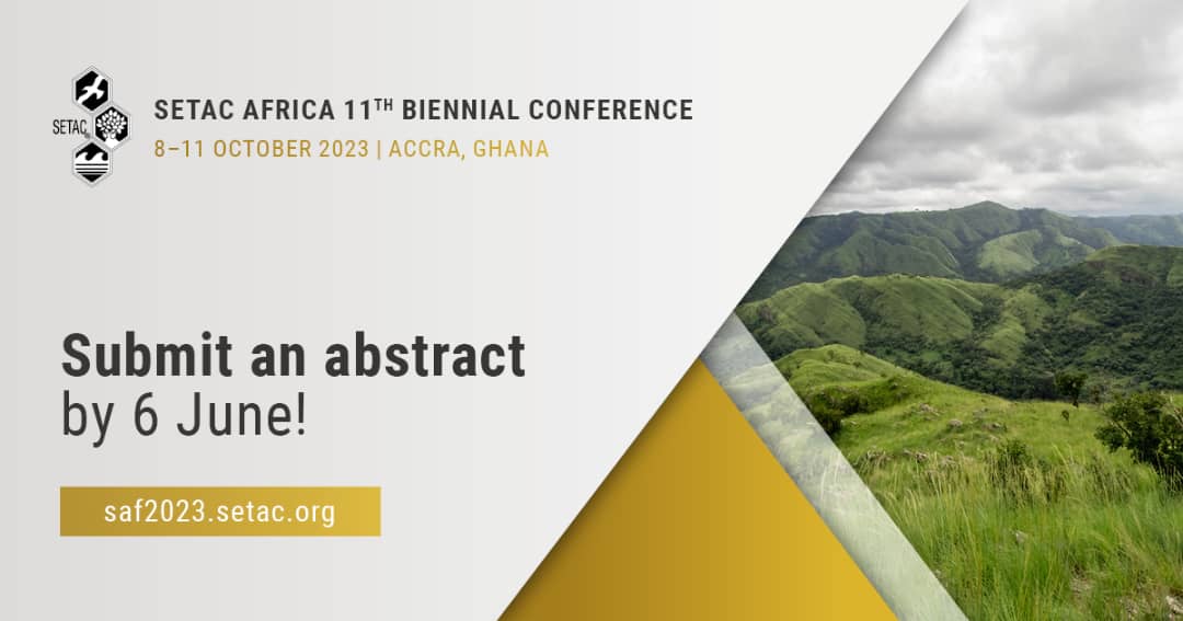 Professor Chioma Blaise Chikere (@chikeredr) on Twitter photo <a href="/SETAC_Africa/">SETAC Africa</a> 11th Biennial Conference holding 8-11 October, 2023 in Accra Ghana 🇬🇭 is calling for abstract submission!
Kindly submit your stimulating abstracts for platform and poster presentations by June 6 using this link saf2023.setac.org/programme/scie…
@SETAC_world <a href="/SETAC_BRANCH_UK/">SETAC UK BRANCH</a> <a href="/SETAC_Africa/">SETAC Africa</a> 11th Biennial Conference holding 8-11 October, 2023 in Accra Ghana 🇬🇭 is calling for abstract submission!
Kindly submit your stimulating abstracts for platform and poster presentations by June 6 using this link saf2023.setac.org/programme/scie…
@SETAC_world <a href="/SETAC_BRANCH_UK/">SETAC UK BRANCH</a>