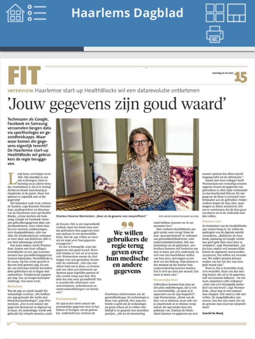 Super leuk interview Rosanne!
HealthBlocks rocks 🏄‍♂️🏄‍♂️🏄‍♀️🚀🌙
Go for it <a href="/Rosanne_HB/">Rosanne ▪️ HealthBlocks</a>, Ryan Geerdink  en <a href="/Warmerdamned/">Daan Warmerdam</a>!

<a href="/douwejippes/">Douwe Jippes</a>, <a href="/HollandVenture/">Holland Capital</a>, <a href="/DickSietses/">Dick Sietses</a>, <a href="/pjeekel/">Pieter Jeekel</a>, <a href="/rockstart/">Rockstart</a>, <a href="/healthimpact22/">Health Impact House</a>, <a href="/PontesNL/">PontesNL</a>, <a href="/StichtingMTP/">MedtechPartners</a>, @HealthHolland, <a href="/icthealth_NL/">ICT&health | NL</a>, <a href="/skipr/">Skipr</a>