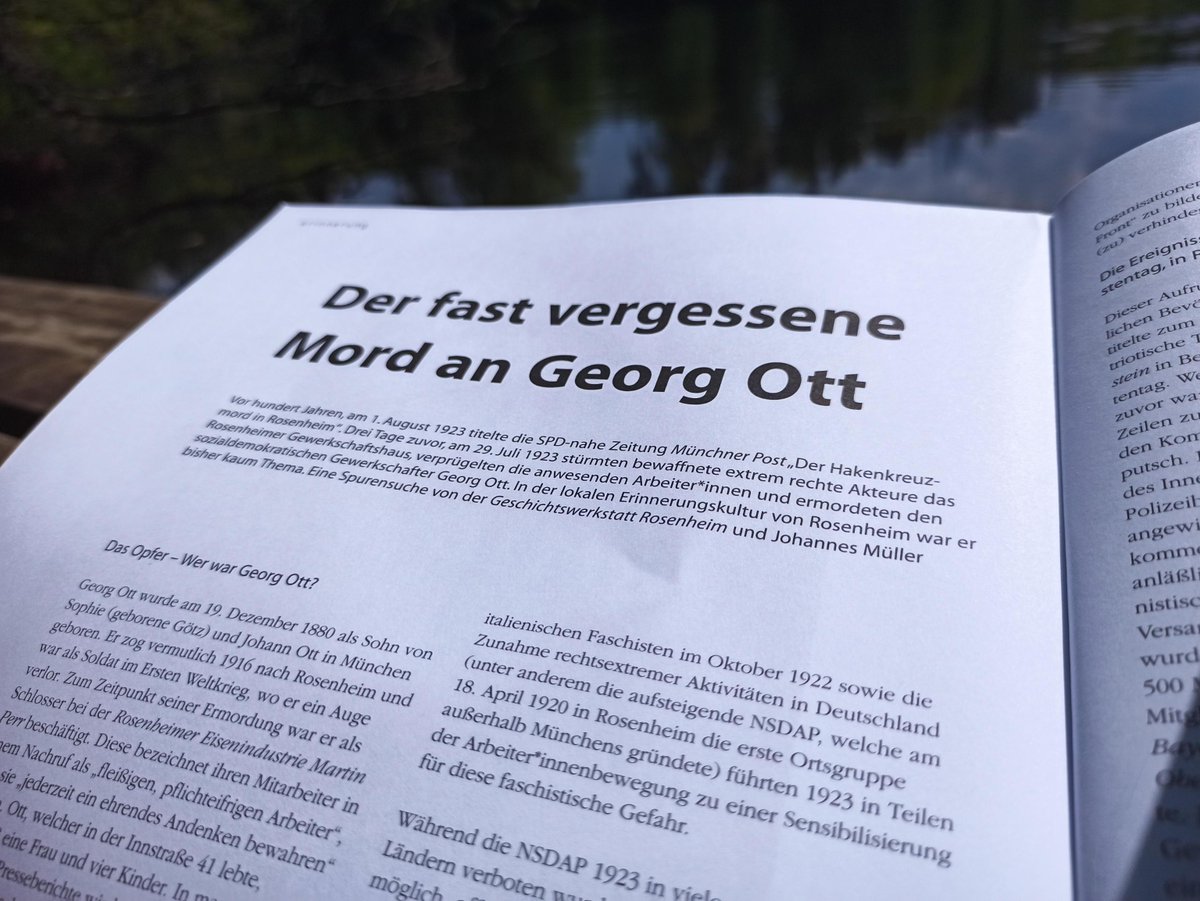 1923 ermordeten in #Rosenheim extrem rechte „Vaterländische“ den #Gewerkschafter Georg Ott. Eine Spurensuche von mir und der Geschichtswerkstatt Rosenheim zu dem fast vergessene rechten Mord gibt es im aktuellen Hinterland Magazin (s 114ff):
hinterland-magazin.de/wp-content/upl…
