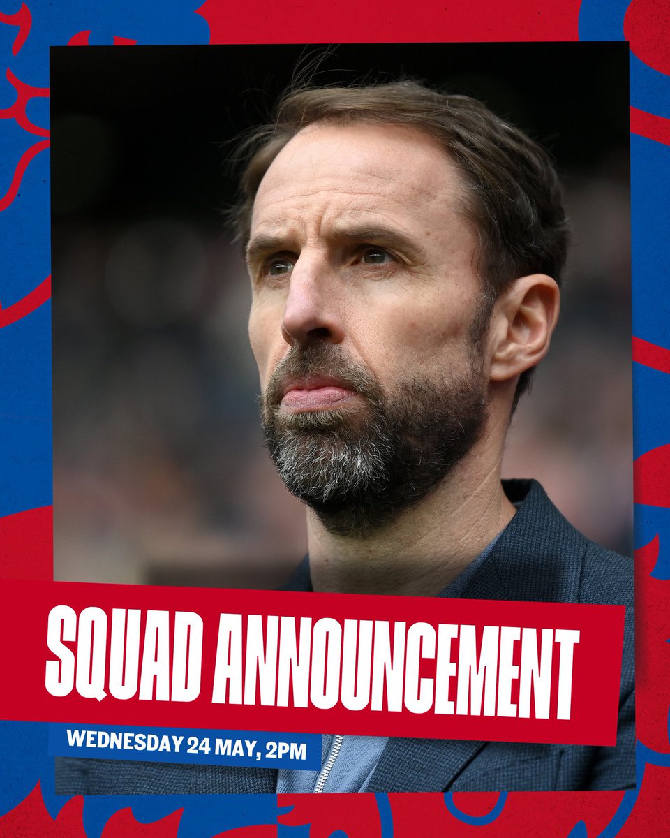 The England squad for June’s 2024 qualifiers against Malta and North Macedonia will be announced today! 

Who would you like to see included? #Eng 🏴󠁧󠁢󠁥󠁮󠁧󠁿