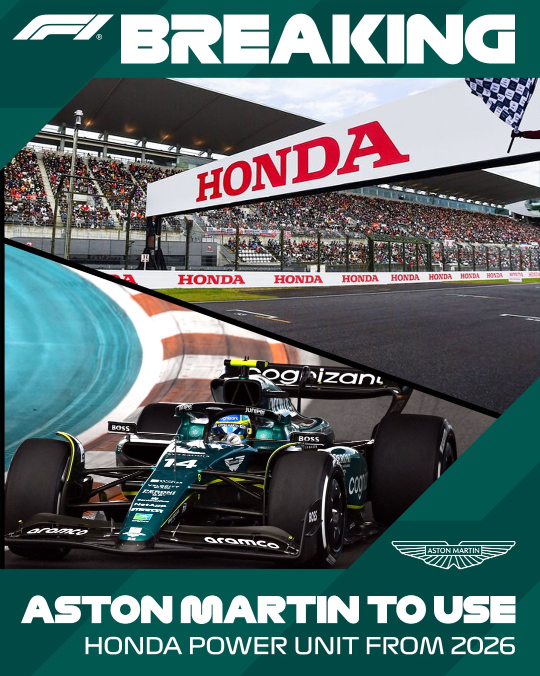 Formula 1 on Twitter: "BREAKING: Aston Martin ? Honda From 2026 @AstonMartinF1 will adopt a Honda F1 Power Unit https://t.co/xC0bjLRs8J" / Twitter
