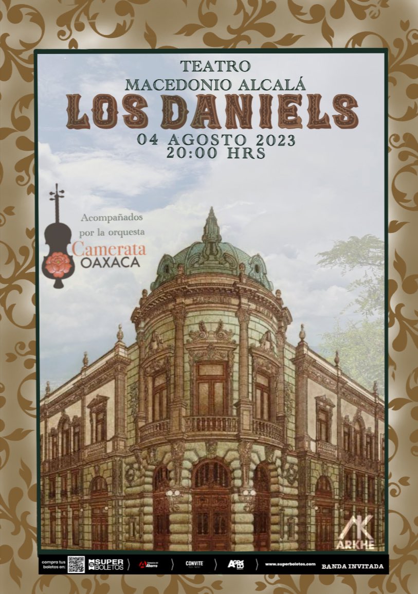 Los Daniels (@losdaniels) on Twitter photo Nos vemos en Oaxaca el 4 de Agosto Acompañados de la Orquesta CAMERATA de Oaxaca
Adquiere tus entradas por <a href="/SuperboletosMx/">Superboletos</a> Nos vemos en Oaxaca el 4 de Agosto Acompañados de la Orquesta CAMERATA de Oaxaca
Adquiere tus entradas por <a href="/SuperboletosMx/">Superboletos</a>