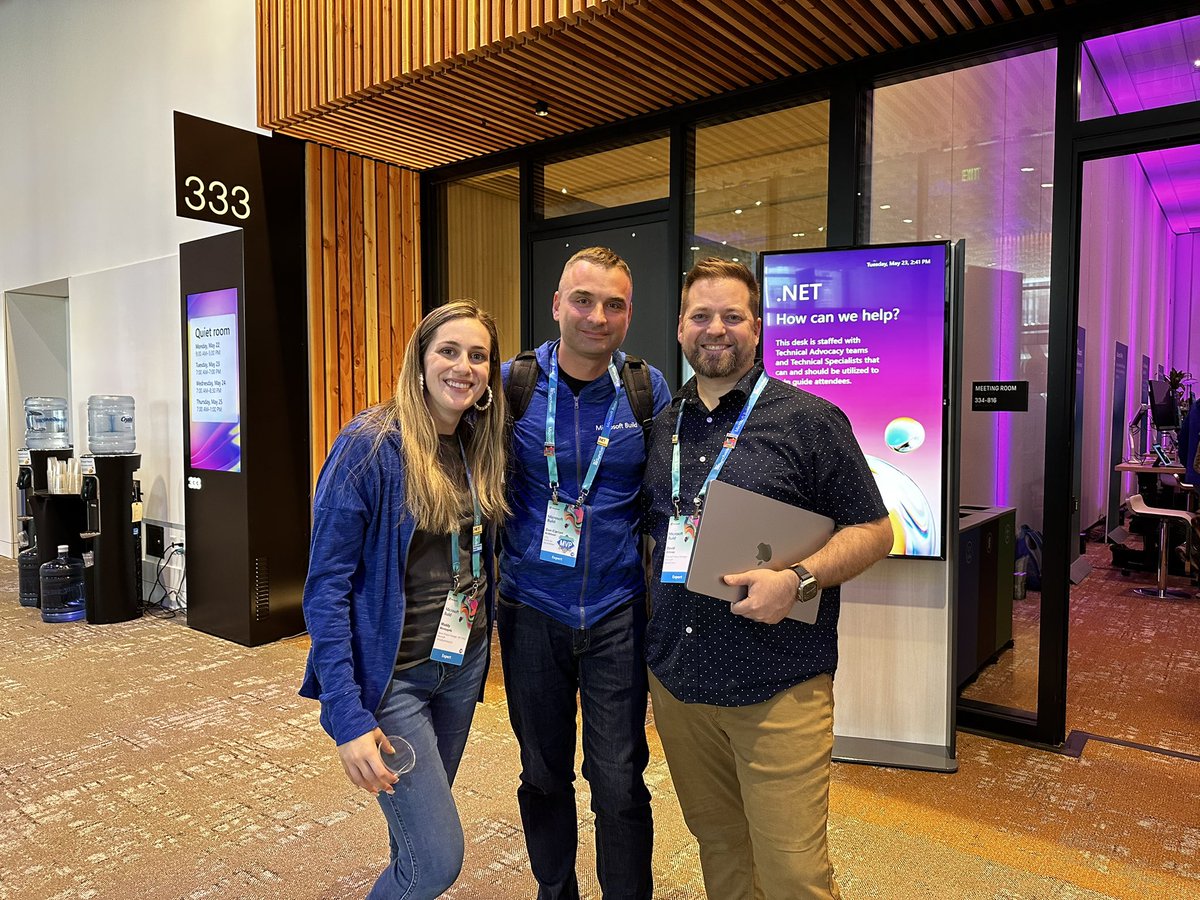 danardelean's tweet image. I finally have a photo with my favourite Microsoft PM’s @davidortinau @maddymontaquila #dotnetmaui #MSBuild
