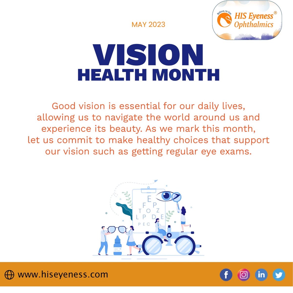 #VisionHealthMonth
.
.
.
.
.
.
.
#ConsultYourOphthalmologist #protectyoureyes  #eyesforlives #hiseyenesscares #hiseyeness #hiseyenessophthalmics  #eyecare #visioncare #eyesight