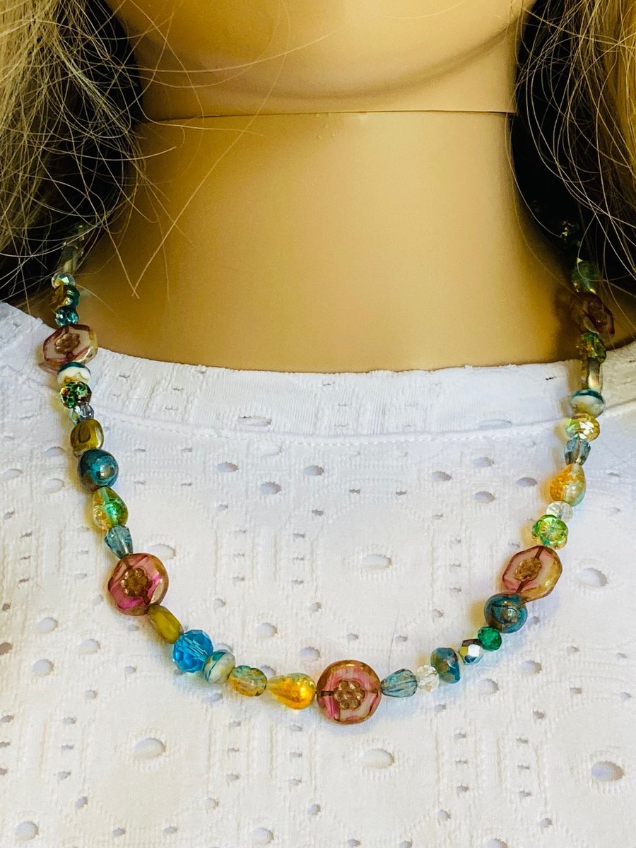 Excited to share the latest addition to my #etsy shop: Czech Multicolor Multi bead Glass Beaded Necklace for Women etsy.me/3q8AAWR #holidayjewelry #handmadejewelry #brightcolored #uniqueoneofakind #shimmersparkle #colorfulchristmas #eyecatchingjewelry #specialg