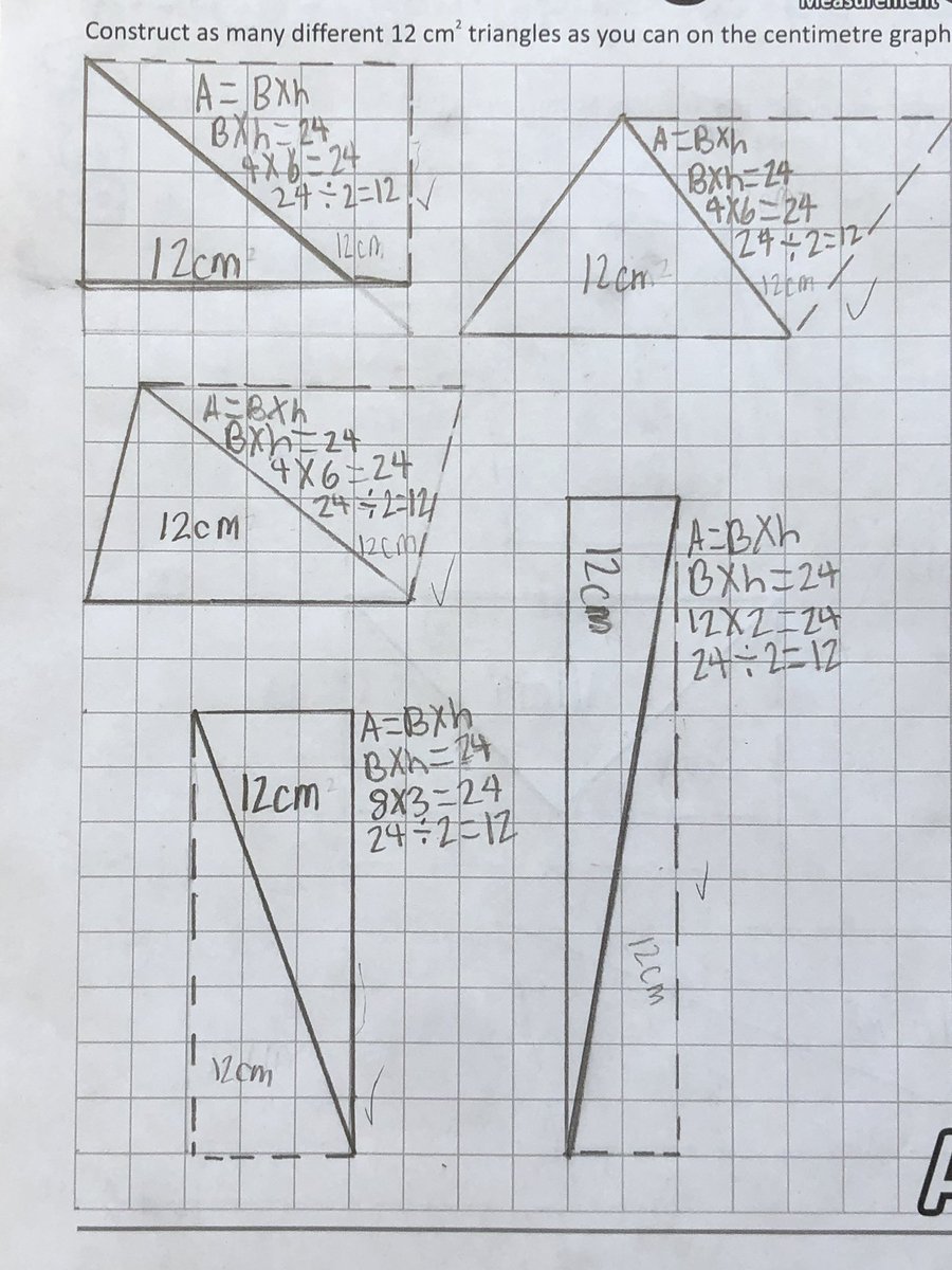 MrKSDyck's tweet image. Grade 5/6s @PortWellerPS continue their #Area learning by #Constructing #Triangles. #Math #Spatial #Measurement