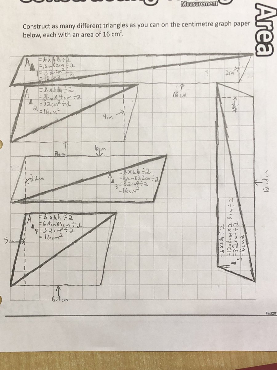 MrKSDyck's tweet image. Grade 5/6s @PortWellerPS continue their #Area learning by #Constructing #Triangles. #Math #Spatial #Measurement