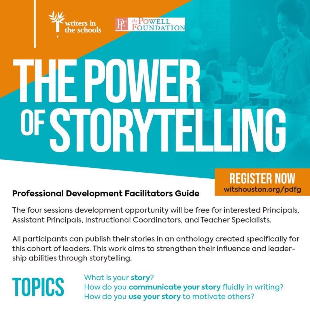 Principals, Assistant Principals, Deans, Specialists, etc and those aspiring to be leaders…don’t miss out on this “free” opportunity. As a leader it is your story that inspires and motivates others to follow. All leaders have a story…what’s yours? <a href="/witshouston/">WITS Houston</a>