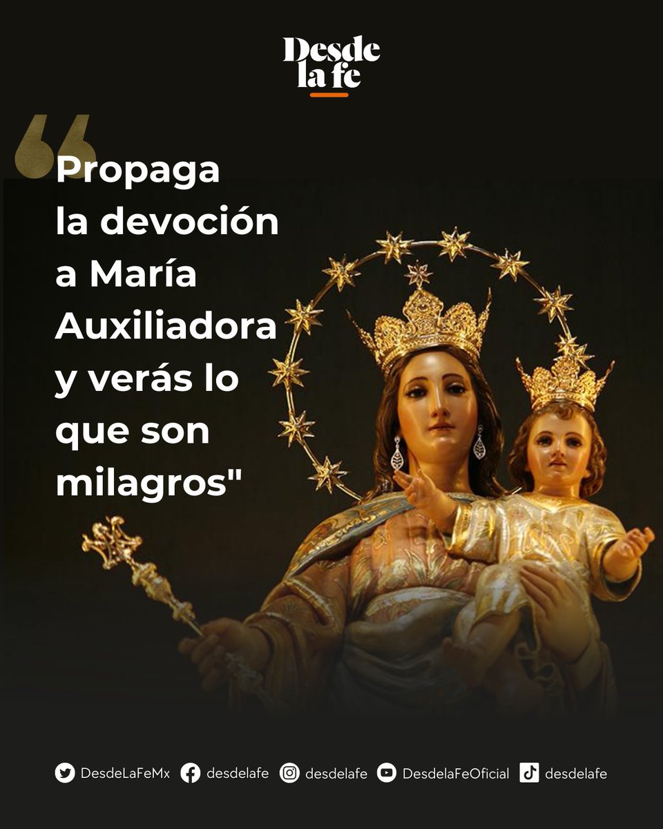 ¡Feliz fiesta de #MariaAuxiliadora! 🥳🙏 Encomiéndate a su intercesión, confiando en su ayuda y protección en todos tus desafíos y necesidades. 😇 ¡María Auxiliadora, ruega por nosotros!