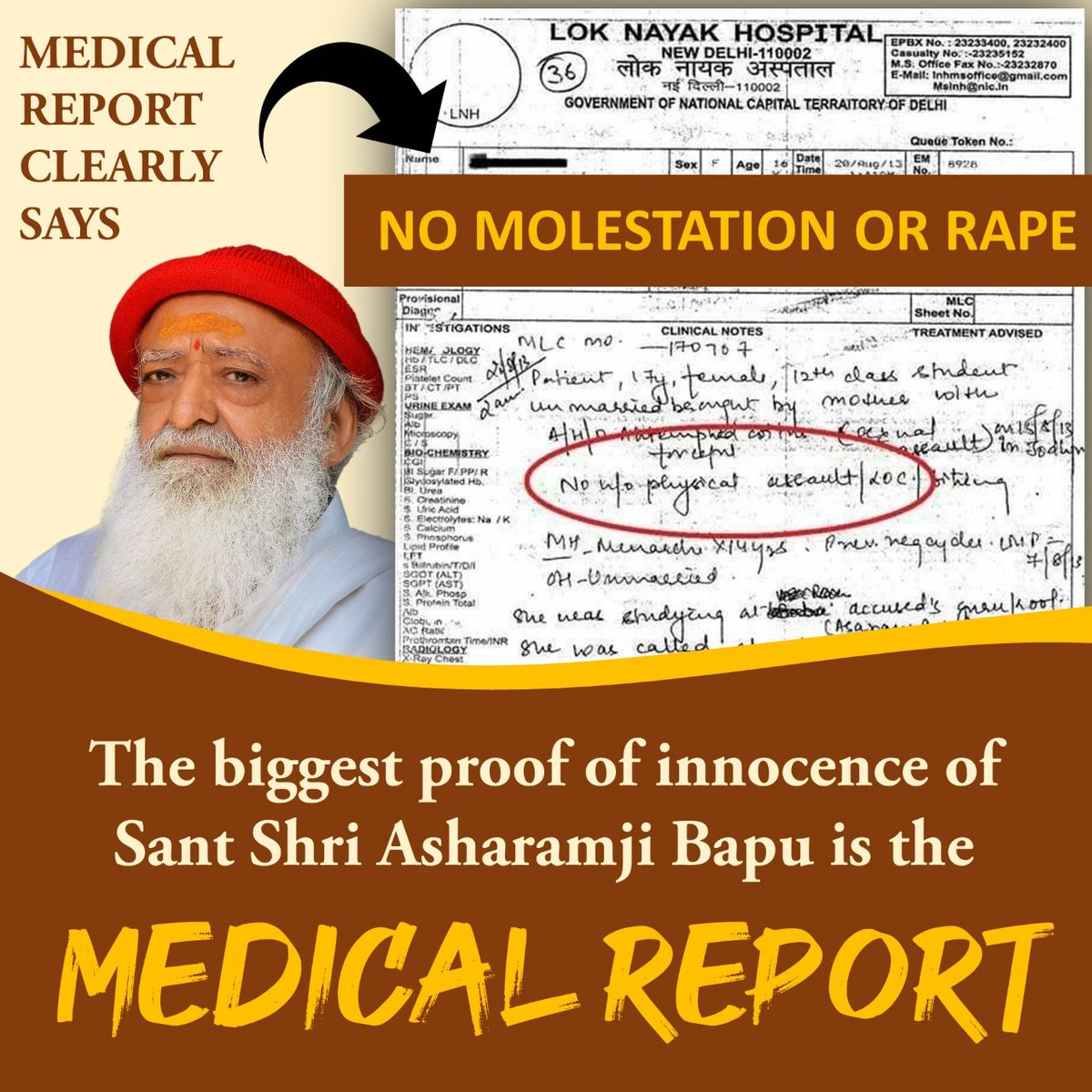 Jodhpur Files exposed the truth...
Evidences says No Rape..Misuse of POCSO Act. Judiciary said No Direct Evidence against Sant Shri Asharamji Bapu..
Then Why Life Time Imprisonment ?
#HakikatVsKahani🧐😳
So many rumours to defame a Great Hindu Sant Shri Asharamji Bapu.