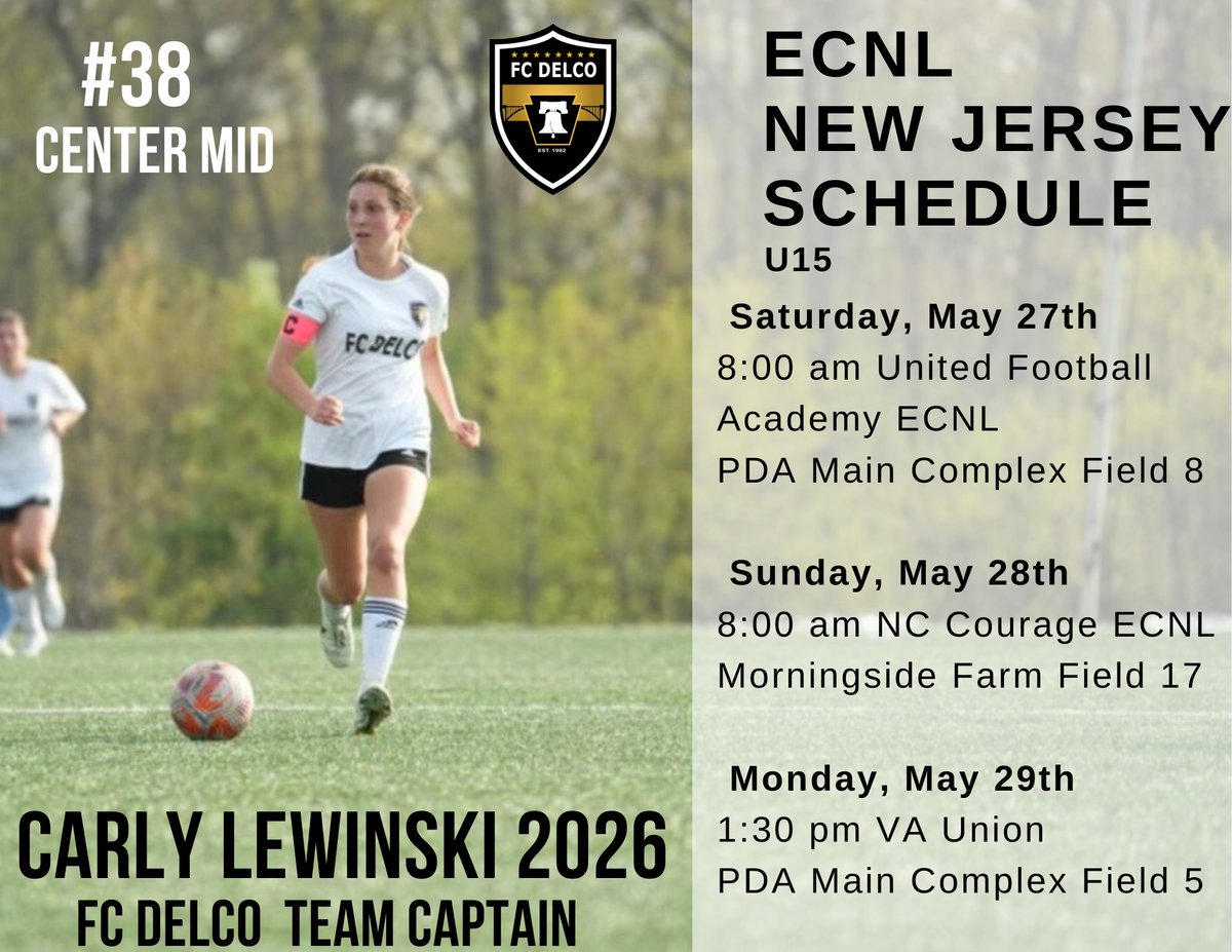 Super excited to play at ECNL New Jersey this weekend with my girls!!! <a href="/ecnlgirls/">ECNL Girls</a> <a href="/TassOwned/">Zac Tassone</a> <a href="/FCDELCO2/">FC DELCO</a> <a href="/DwayneDove/">Dwayne D Dove</a>