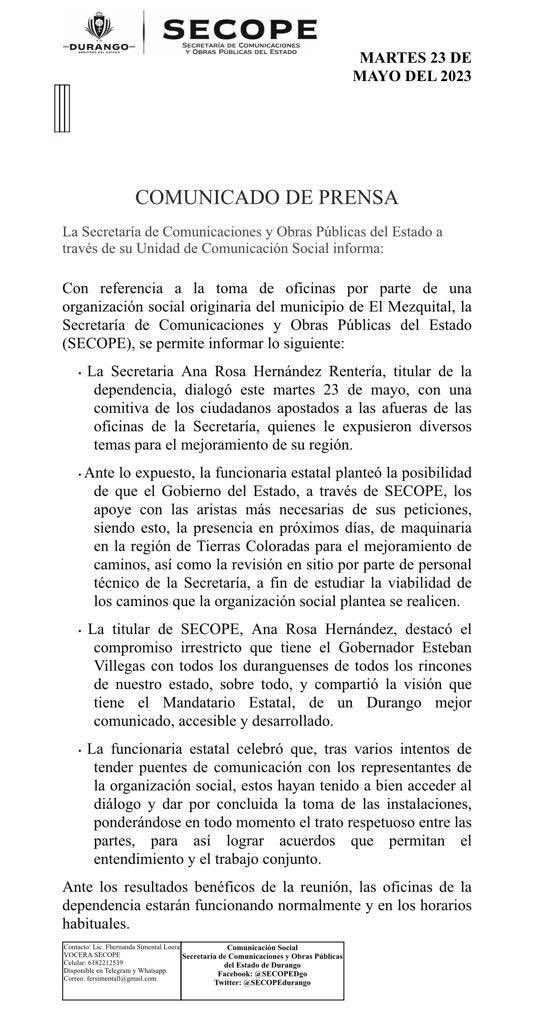 Sallvatoree's tweet photo. #Durango | Fueron liberadas las oficinas de la #SECOPE tras las protestas de habitantes originario del municipio El Mezquital. #Noti12 https://t.co/P9shZxilmL