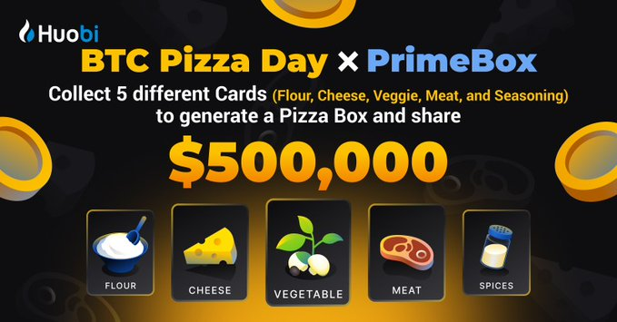 HTX_India's tweet photo. 🍕कितने पिज़्ज़ा खाए आपने?
#Huobi x #BitcoinPizzaDay
1. 5 कार्ड लीजिए
2. अपना #PrimeBox पिज़्ज़ा पूरा करें
3. $500,000 पुरस्कार साझा
👉https://t.co/aCKA45R2QK https://t.co/6ylVpmpQyB