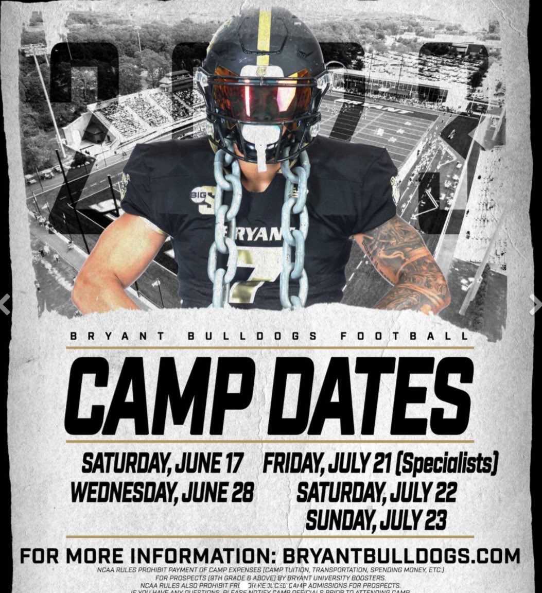 Thank you. <a href="/CMerrittMT/">Chris Merritt</a> for the personal camp invite. <a href="/BryantUFootball/">Bryant Football</a>