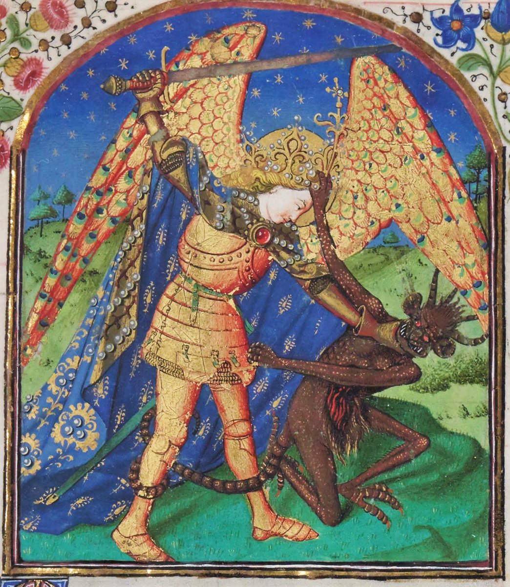 Saint Michael Overcoming the Dragon, from the Hours of Louis of Savoy c. 1445-1460