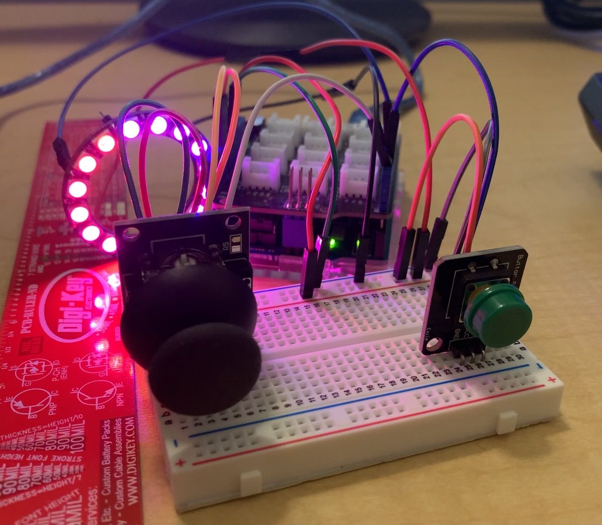 Back to the basics: #Arduino, Interrupts, Joystick, Button, #NeoPixel ! dky.bz/2YHvJ1j  @digikey