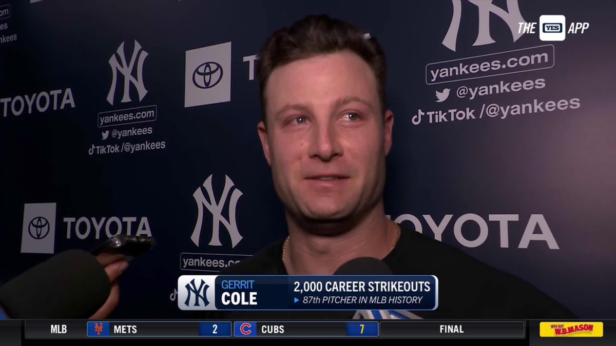 RT @YESNetwork: After recording his 2,000th K, Gerrit Cole reflects on his outing.
#YANKSonYES https://t.co/wxRwwhzzuV