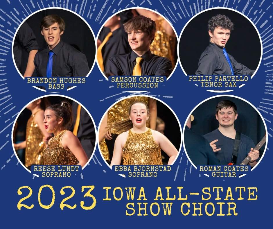Congrats to these 6 Spirit Lake Music students who have achieved the high honor of being accepted into the 2023 Iowa All-State Show Choir and Show Band. They will travel to Pella for rehearsals and a final performance in July at the Iowa Choral Directors Symposium. <a href="/SpiritLakeIA/">Spirit Lake Schools</a>