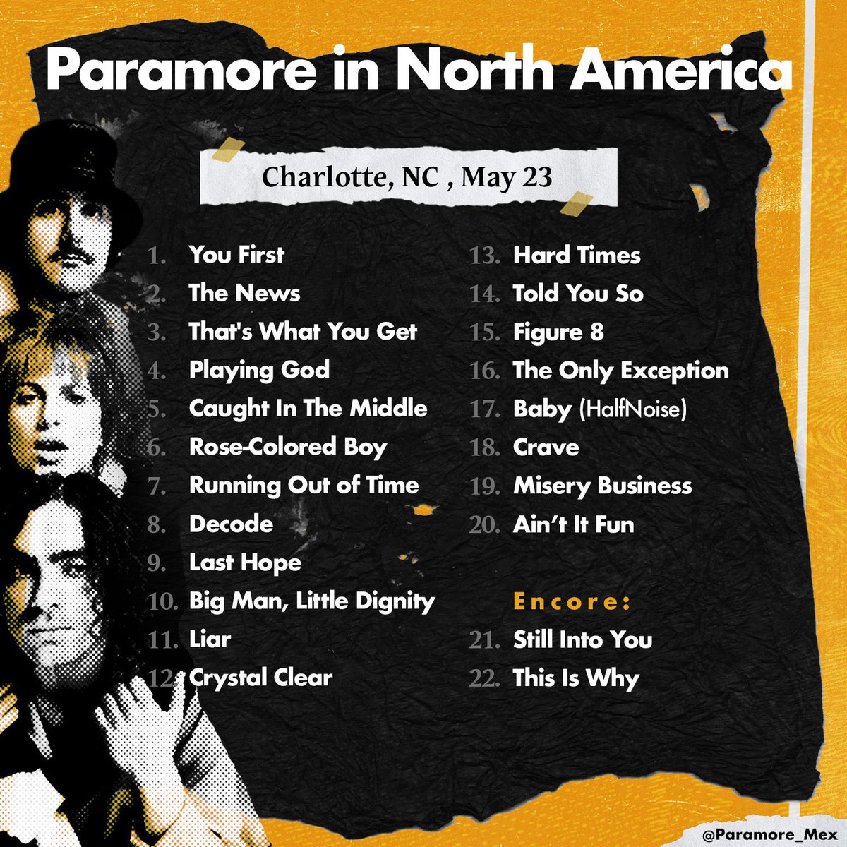🏁 on Twitter "Paramore tour setlist! tickets ⬇️ Vivid Seats http