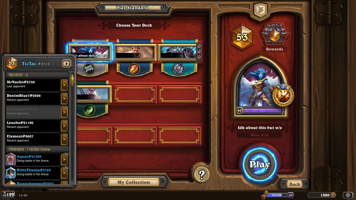 ahirun🐥 on Twitter ".TicTac_HS が、レジェンド53位を獲得したコントロールプリースト。 最大マナと手札上限を