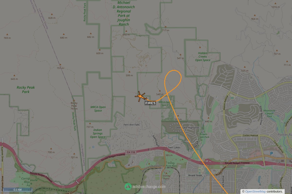 ffoverhead's tweet image. LAFD #N305FD callsign #FIRE5 (a A139) was seen near Los Angeles County, CA around 03:14 UTC squawking 1200 globe.adsbexchange.com/?icao=a33266&amp;amp;z… #LAFD #LAFire