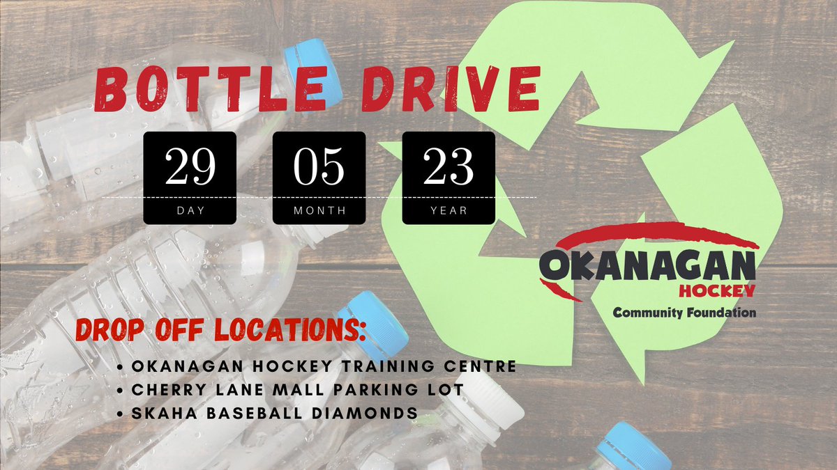 Our U18 Female Prep's are hosting a bottle drive next Monday, May 29th from 5:00pm to 7:00pm to raise money for Okanagan Hockey Community Foundation (OHCF).
All contributions are greatly appreciated ❤️ 
#OkanaganHockey 

Learn about OHCF here 👉 bit.ly/43m9JVl