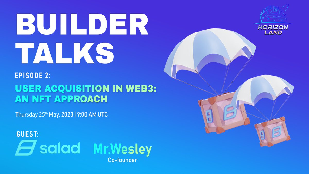 BuilderTalks's tweet photo. 🚨 The second Builder Talks Episode is coming 🚨

📣 Our special guest this week is @WesleyKMathews - Co-founder &amp; Community Lead from @SaladVentures on the topic of User Acquisition in Web3: An NFT Approach.

Live on @link3to - https://t.co/tgIuYpPU60. 
⏰ May 25, 09:00 AM UTC https://t.co/Mv6GwhXURw