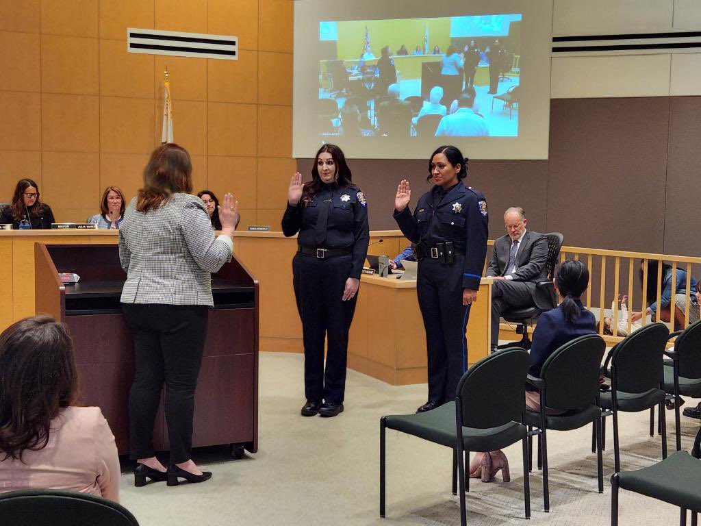 Congratulations to the newest members of Team BPD who were sworn in at tonight’s council meeting. Dispatcher Panizza (left) and Officer Hafoka (right)