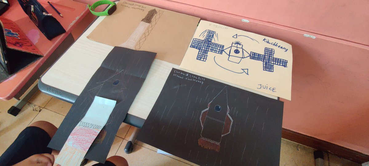 Hey Elon, my 2nd and 3rd grade students are studying about StarShip and SuperHeavy. We live in Phnom Penh, Cambodia.  They love it and decided to draw their own iteration of the rocket. What do you think? 

<a href="/elonmusk/">Elon Musk</a>