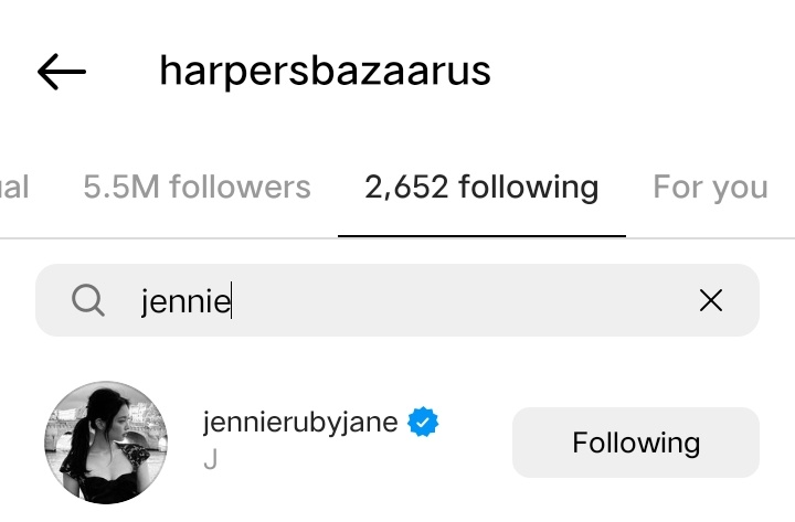 #HarpersBazaar USA 🇺🇲  now following #JENNIE on instagram!