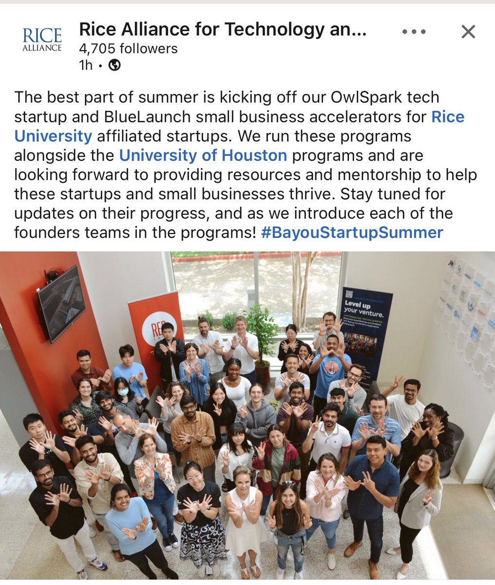At @aikynetix we are absolutely thrilled to be part of the RICE University #OwlSpark accelerator program! The experience thus far has been truly amazing, and I can already tell that this is just the beginning of an incredible journey. 

Denis Akhiyarov #riceuniversity #BlueLaunch