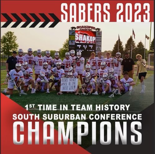 ShakopeeBlax's tweet photo. Record setting night in Shakopee - 
Sabers are the South Suburban Conference Champions! https://t.co/59rFM03Kmf